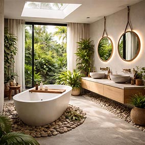 Łazienka w stylu biophilic – jak wprowadzić naturę i rośliny do wnętrza?