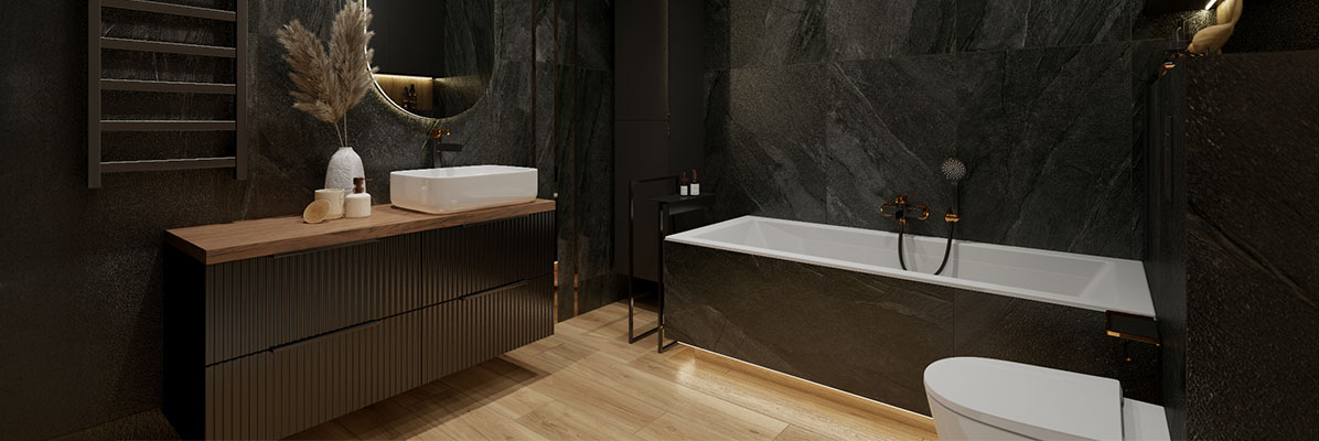 Jakie dodatki pasują do czarnej łazienki?