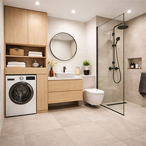 Zabudowa pralki w łazience – gotowe szafki czy szafa na wymiar?