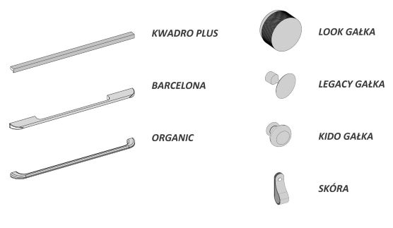 Komoda Kwadro Plus – Kompatybilne uchwyty: