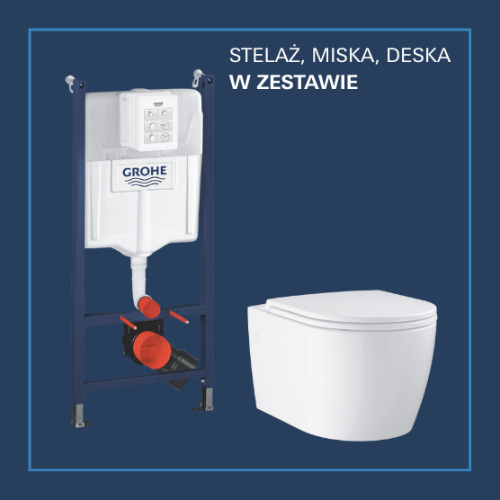 Stelaż podtynkowy, miska i deska w zestawie