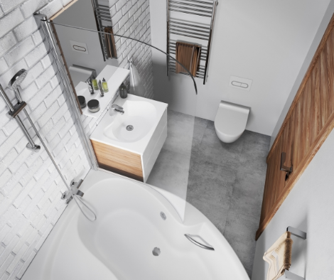 Wanna asymetryczna z parawanem?