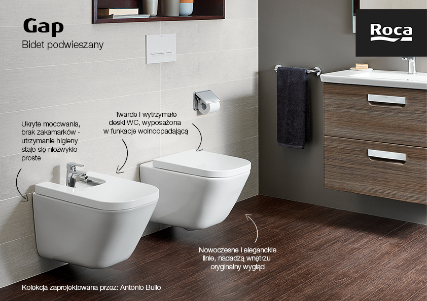 Roca Gap Square bidet wiszący biały A357476000