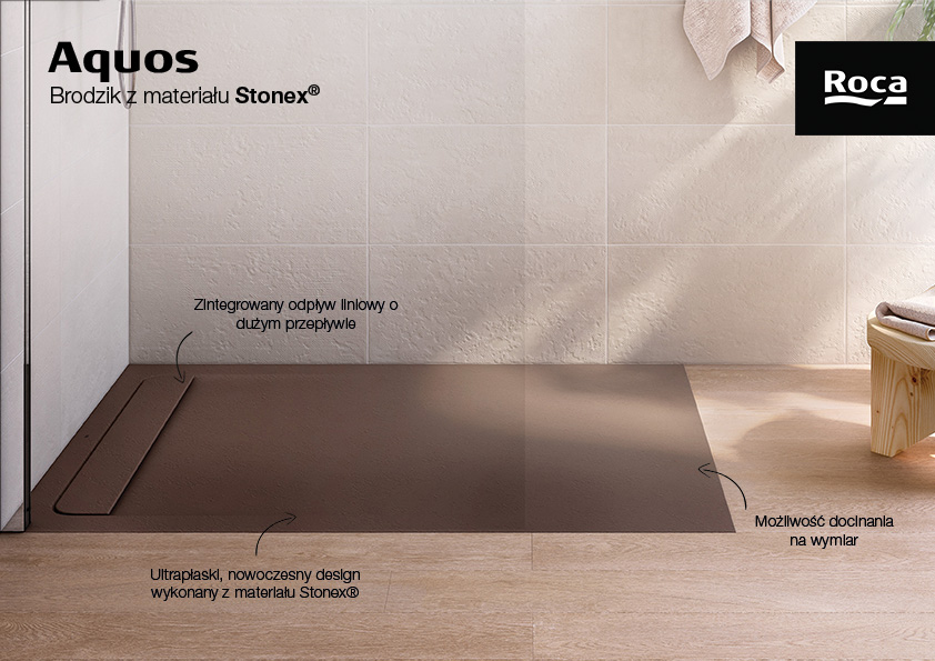 Roca Aquos brodzik 100x80 cm prostokątny kompozyt Stonex cafe AP6013E832001660