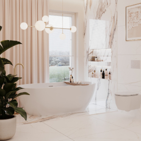 Marmur w łazience w stylu glamour zdj.10