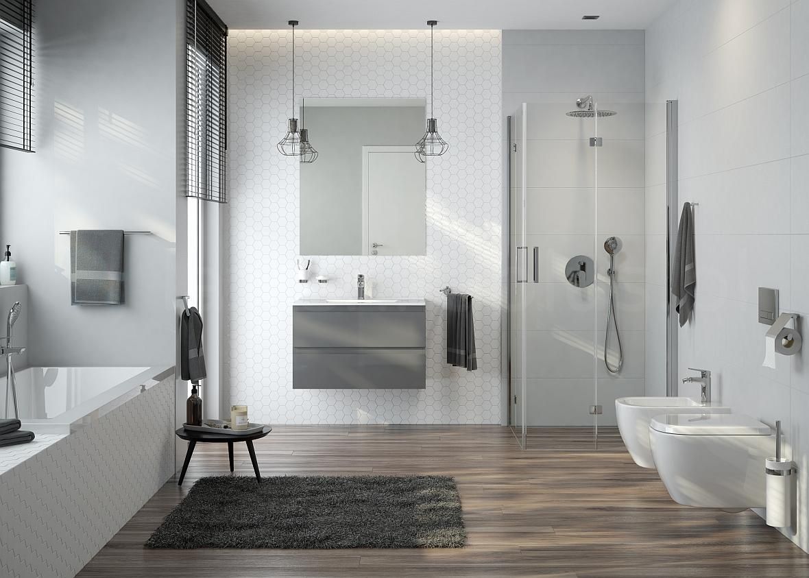 Oltens - elegancka łazienka z wanną i kabiną prysznicową