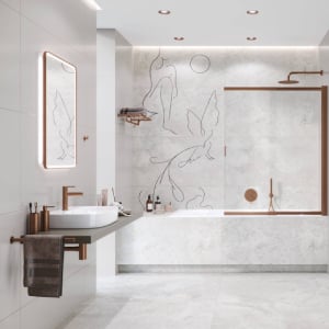 Miedziane wykończenie w łazience