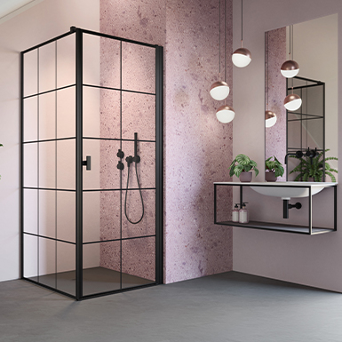 Różowy akcent w nowoczesnej łazience
