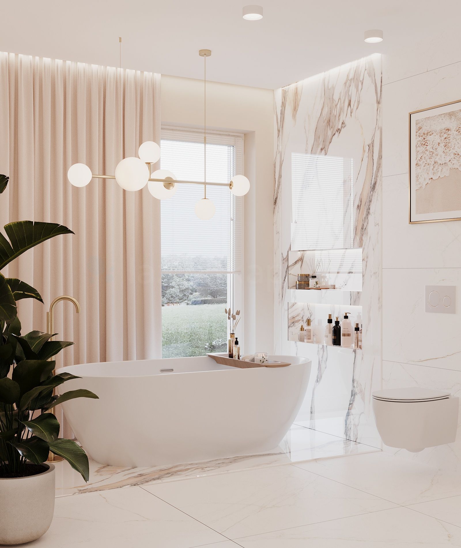 Marmur w łazience w stylu glamour
