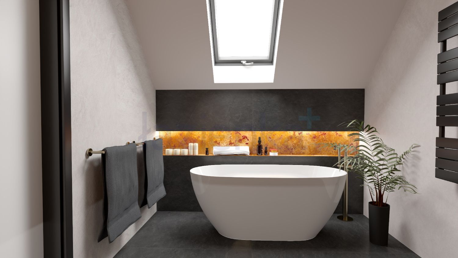Pokój kąpielowy z wanną wolnostojącą