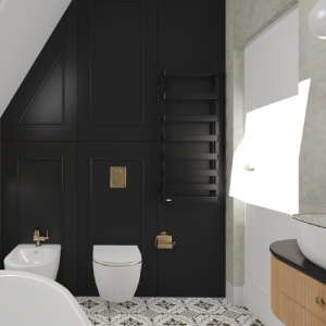 Złote wykończenie w łazience