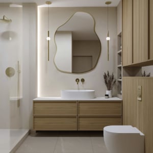 Naturalne kształty i materiały w łazience