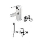 Zestaw baterii Deante Cubic umywalkowa i wannowo-prysznicowa chrom (BDD021M, BDD011M, 970330000)