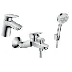 Zestaw Hansgrohe Logis bateria umywalkowa i wannowo-prysznicowa z kompletem natryskowym Crometta (71070000, 71400000, 26666400)