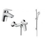 Zestaw Hansgrohe Logis bateria umywalkowa i prysznicowa z kompletem natryskowym Crometta (71070000, 71600000, 26651400)
