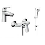 Hansgrohe Logis zestaw bateria umywalkowa i prysznicowa z kompletem natryskowym Croma chrom (71100000, 71600000, 27772000)