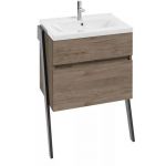 Zestaw Defra Op-Arty Barcelona umywalka z szafką zestaw meblowy 63,5 cm biały/orzech (2422DEFRA, 215D06007)