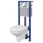 Cersanit Arteco Set 883 miska WC CleanOn z deską wolnoopadającą i stelaż podtynkowy Aqua z przyciskiem spłukującym Enter chrom błyszczący S701-206