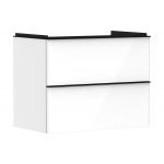 Hansgrohe Xelu Q szafka 78 cm podumywalkowa wisząca biały wysoki połysk/czarny mat 54027670