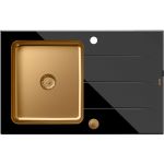 Quadron Ford zlewozmywak szklano-stalowy 78x50 cm czarny HB3578SC3C1_P2O