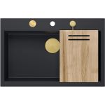 Quadron Marc 110 zlewozmywak 76x50 cm GraniteQ pure carbon/elementy złote HQM7650U7_PVDG1