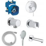 Zestaw Grohe Essence bateria podtynkowa z kompletem natryskowym i wylewką ścienną chrom (19285001, 35501000, 27057000, 27074000, 28364000, 27272000, 13280001)