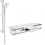 Zestaw Grohe Grohtherm 2000 New bateria wannowo-prysznicowa termostatyczna i zestaw prysznicowy New Tempesta 100 chrom (34464001, 27924001)