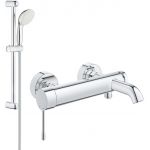 Zestaw Grohe Essence bateria wannowo-prysznicowa i zestaw prysznicowy New Tempesta 100 chrom (33624001, 27924001)