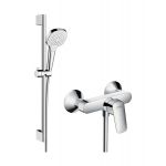Zestaw Hansgrohe Logis bateria prysznicowa i zestaw natryskowy ścienny Croma Vario 0,65 biały/chrom (71600000, 26582400)