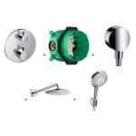 Hansgrohe Raindance Select S PowderRain zestaw prysznicowy podtynkowy z baterią termostatyczną Ecostat, deszczownicą i kompletem natryskowym chrom 52056499 (15758000, 01800180, 27453000, 27607000, 27669000)