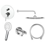 Zestaw Oltens Molle bateria podtynkowa z deszczownicą 30 cm Sondera i kompletem prysznicowym Driva EasyClick (34100100, 37002100, 39400100, 37101110, 37200100, 39304100)