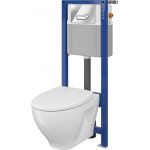 Cersanit Moduo Set B41 miska WC CleanOn z deską wolnoopadającą Slim i stelaż podtynkowy Aqua z przyciskiem spłukującym Actis chrom błyszczący S701-311