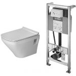 Zestaw Duravit Durastyle Compact miska WC wisząca RImless z deską wolnoopadającą biała i stelaż podtynkowy DuraSystem (45710900A1, WD1001000000)