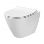 Zestaw Cersanit City Oval CleanOn miska WC wisząca z deską wolnoopadającą Slim biała (K35025, K980146)