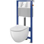 Zestaw Cersanit Zen Set B226 miska WC Clean On z deską wolnoopadającą slim i stelaż podtynkowy z przyciskiem spłukującym Accento Circle chrom błyszczący S701-411