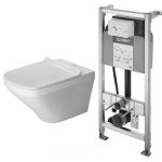 Zestaw Duravit DuraStyle miska WC Rimless wisząca z deską wolnoopadającą biała i stelaż podtynkowy DuraSystem (45510900A1, WD1001000000)