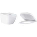 Zestaw Grohe Euro Ceramic miska WC wisząca bez kołnierza PureGuard z deską wolnoopadającą biała (3932800H, 39330001)