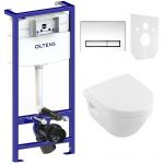Zestaw Villeroy & Boch Architectura miska WC z deską wolnoopadającą i stelaż podtynkowy Oltens Triberg Torne 5w1 z przyciskiem spłukującym chrom błyszczący (5684HR01, 58300100)