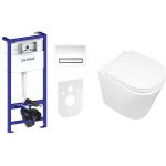 Zestaw Oltens Jog miska WC z deską wolnoopadającą i stelaż podtynkowy Triberg Torne 5w1 z przyciskiem spłukującym (58300100, 42501000, 45102000)