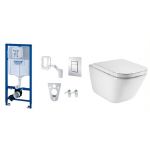 Zestaw Roca Gap miska Wc Rimless Maxi Clean ze stelażem podtynkowym 5w1 Grohe Rapid SL Fresh (38827000, A34647L00M, A80148200U)