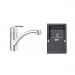 Zestaw Franke Sirius SID 611-78 zlewozmywak onyx z baterią kuchenną Grohe Eurosmart chrom (1140181973, 30260002)