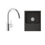 Zestaw Franke Orion OID 611-62 zlewozmywak onyx z baterią kuchenną Grohe Eurosmart Cosmopolitan chrom (1140286441, 32843000)