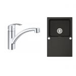 Zestaw Franke Orion OID 611-78 zlewozmywak onyx z baterią kuchenną Grohe Eurosmart chrom (1140286447, 30260002)