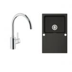 Zestaw Franke Orion OID 611-78 zlewozmywak onyx z baterią kuchenną Grohe Eurosmart Cosmopolitan chrom (1140286447, 32843000)