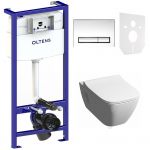 Zestaw Koło Modo Rimfree Reflex miska WC wisząca z deską wolnoopadającą i stelaż podtynkowy Oltens Triberg Torne 5w1 z przyciskiem spłukującym chrom błyszczący (L33120900, L30115000, 58300100)