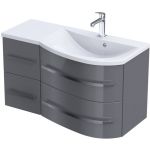 Zestaw Oristo Opal umywalka z szafką 90 cm prawy biały/szary połysk (OR30SD4S903P, UMEOP9092P)