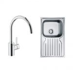 Zestaw Franke Polar PXN 611-78 zlewozmywak stalowy z baterią kuchenną Grohe Eurosmart Cosmopolitan chrom (1010251296, 32843000)