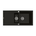 Oltens Gravan zlewozmywak granitowy 1,5-komorowy z ociekaczem 100x50 cm czarny mat 72300300