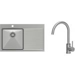 Zestaw Quadron Russel 111 zlewozmywak stalowy z baterią kuchenną Ingrid stal szlachetna (HB7912BS, BW7002BS)