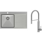 Zestaw Quadron Russel 111 zlewozmywak stalowy z baterią kuchenną Marylin stal szlachetna (HB7912BS, BW6022BS)